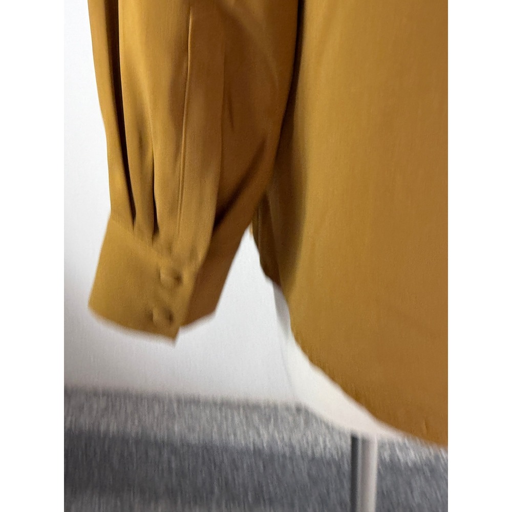 NEW Elie Tahari Womens Medium Burnt Ochre Long Sleeve Button Down Blouse Top - Picture 11 of 11